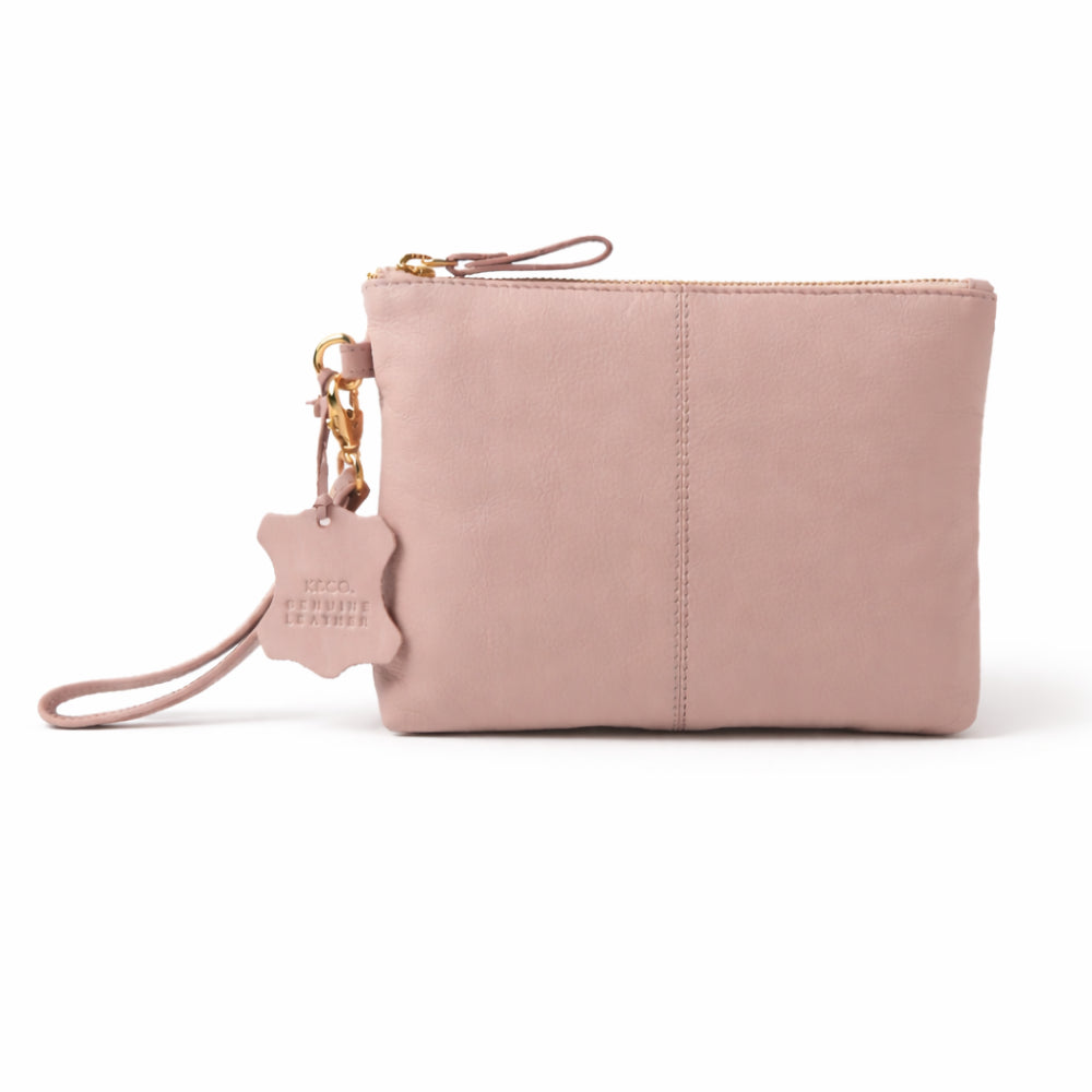 K&Co. Primrose Collection Leather Clutch - DUSTY ROSE